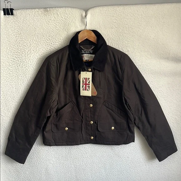 J. Crew Short Barn Jacket in English ripstop cotton Womens Medium Moss Brown - Picture 2 of 10